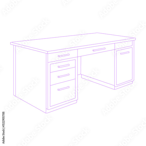 desk isolated lineart illustration