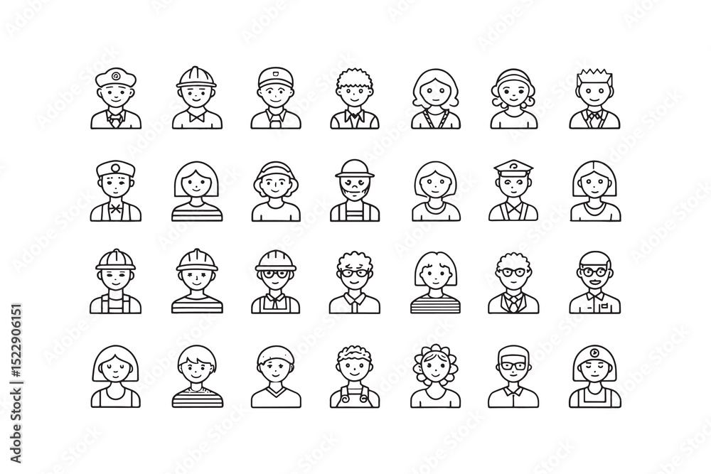 Obraz premium Set of Profile line art 