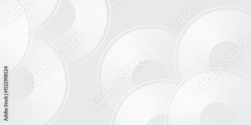 Modern white glowing geometric lines on gray background. Modern shiny blue circle lines pattern. Futuristic technology concept abstract modern art design