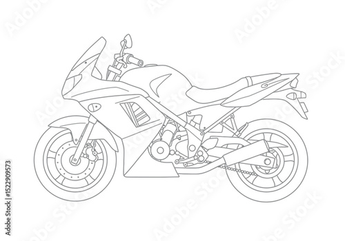 Illustration of outline Motorbike In Flat Style 