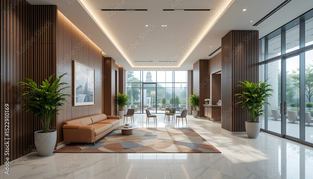 Fototapeta premium Bright Modern Office Lobby Interior Design