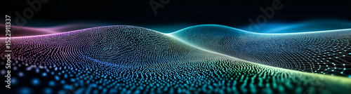 
Digital Landscape: Immersive Virtual Reality Experience with Wavy Surface, Data Points, and Cyber Technology