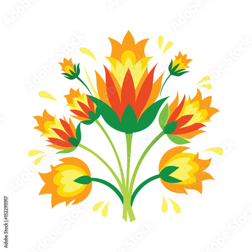 Colorful floral arrangement design with vibrant orange and yellow petals