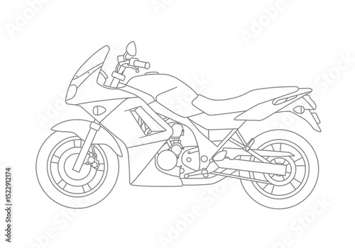Illustration of outline Motorbike In Flat Style 