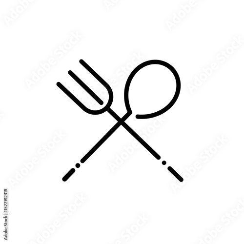 Plate flat icon. High quality outline symbol for camping for web design or mobile app. Plate thin line sign for design logo, business card, etc. Camping plate outline pictogram. spoon and fork icon.