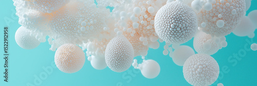 Microplastic Pollution: Abstract Representation of Tiny Plastic Particles, Harmful to Ecology and Ocean Environment, Neon Cyan and White