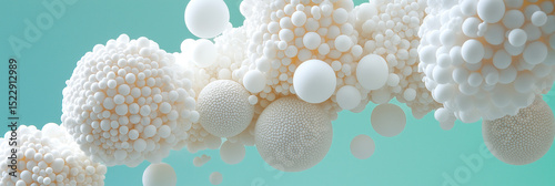 Microplastic Pollution: Abstract Representation of Tiny Plastic Particles, Harmful to Ecology and Ocean Environment, Teal Blue and White
