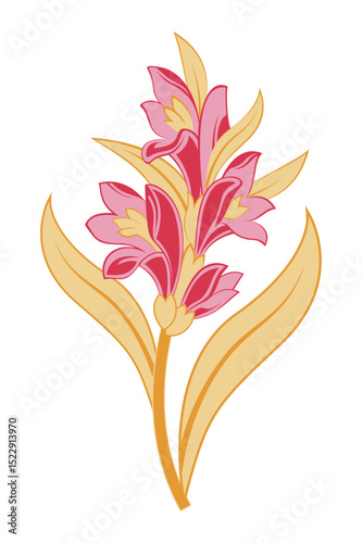 A delicate pink flower in a vintage style.