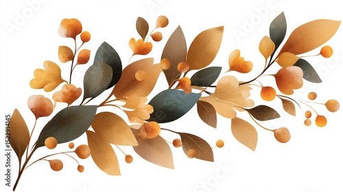 Delicate floral design with autumn colors and intricate details.