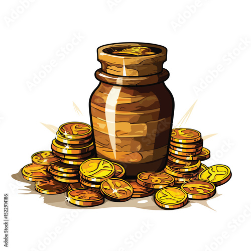 Professional Conceptual Illustration of Pot Coins with Beers Scribble Vector