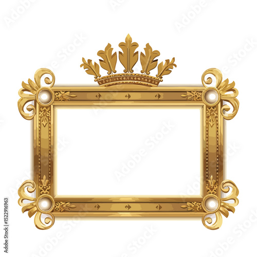 Luxurious VIP Frame Golden Crown Icon Stock Vector for Elegant Designs