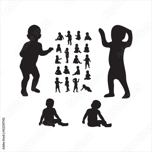 Baby Crawling Silhouettes, art vector design