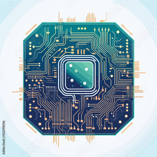 Professional Computer Microchip Circuit Hardware Element Icon for Technology Designs