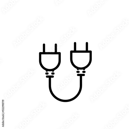 Electric plug with two connectors in simple line art style  