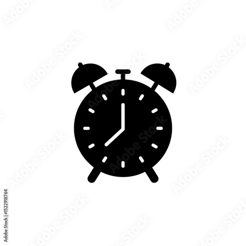 Classic black alarm clock with bells and clock face design  