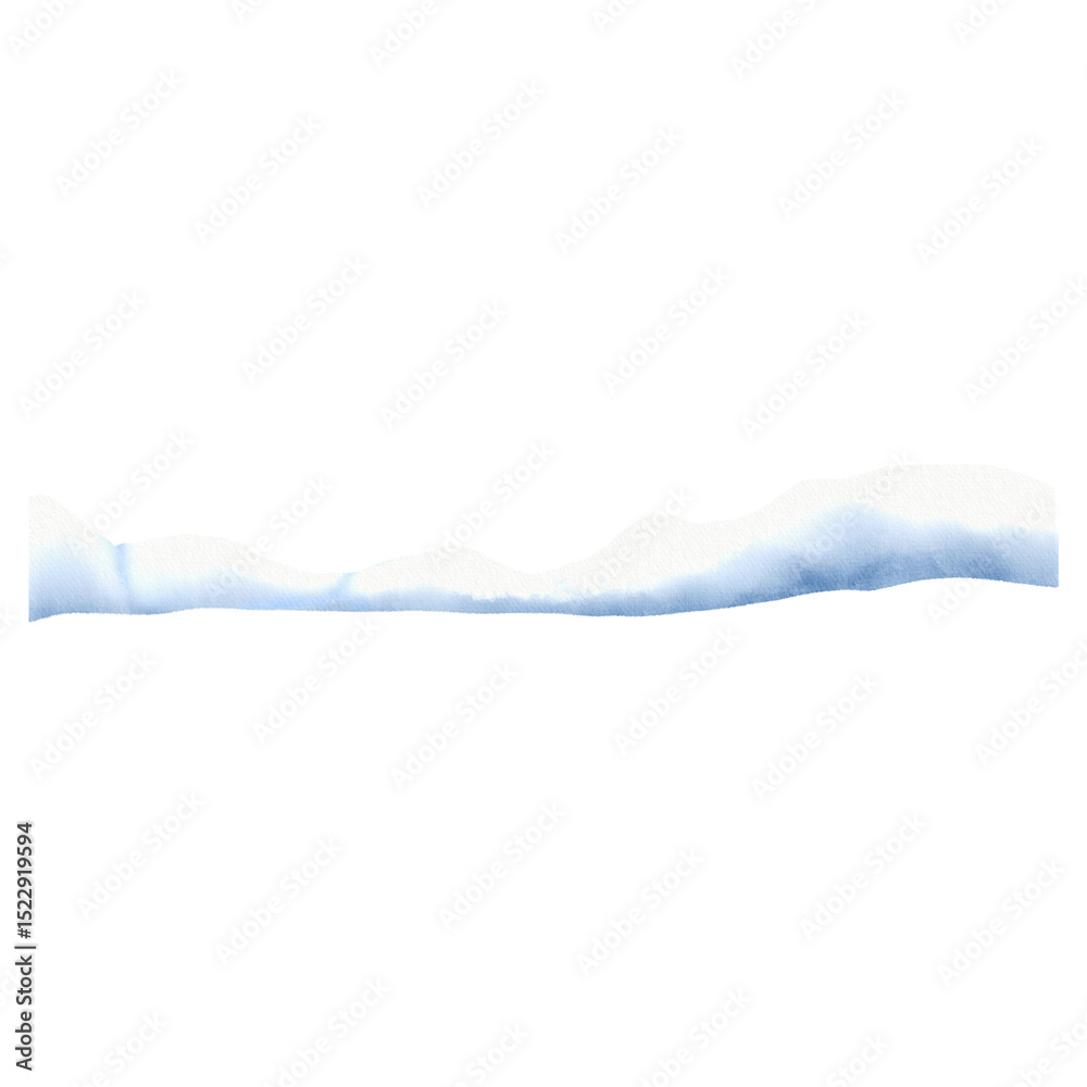 Obraz premium Watercolor illustration of a soft snowdrift with subtle shadows and highlights. Ideal for winter scenes, holiday cards, or seasonal compositions