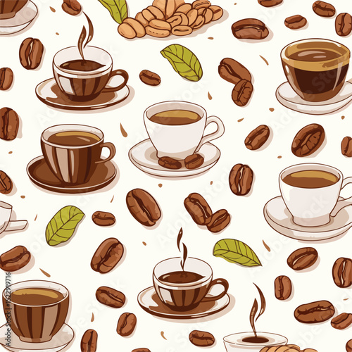 Professional Fresh Coffee Products Pattern Background Vector for Designs