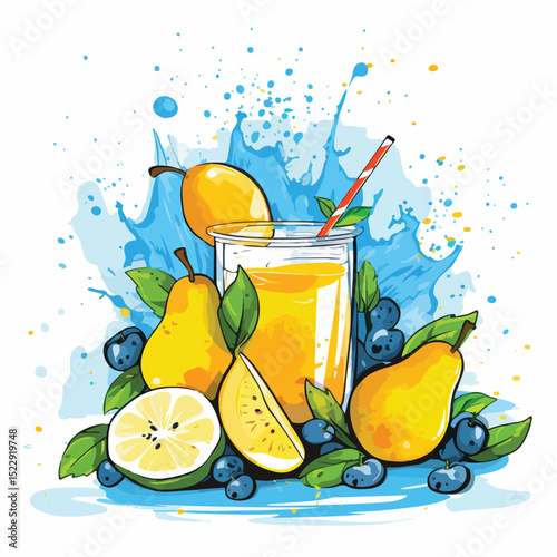 Vibrant Group of Colorful Healthy Fruits for Nutrition and Juicing Concepts