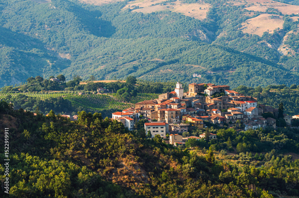 Obraz premium san Martino d'Agri top view during the summer season inside the Appennino Lucano National Park,