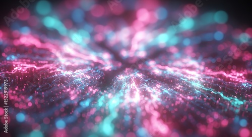 Abstract Digital Visualization of Glowing Particles and Energy Flow