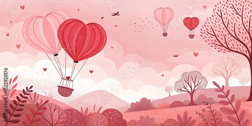 Valentines Day Background with Floating Hearts