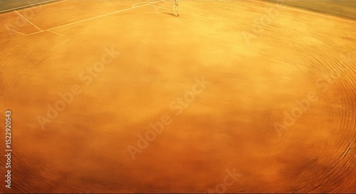 Baseball Infield Detail, close-up view of raked dirt with chalked baselines, showcasing the texture and preparation of a well-maintained baseball diamond infield