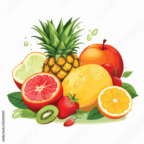 Vibrant Healthy Fruits Design Vector Illustration for Nutritious Food Concepts