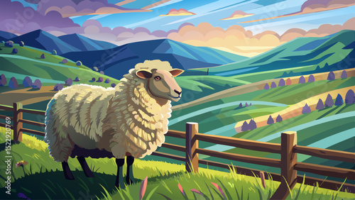 Close-up of woolly sheep grazing beside a weathered fence. Gentle hills rise in the background. Peace, rhythm, animals, quiet, rural beauty, and grazing stillness shine here.

Keywords: sheep, grass, 