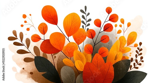 Colorful autumn leaves and branches in a decorative arrangement.