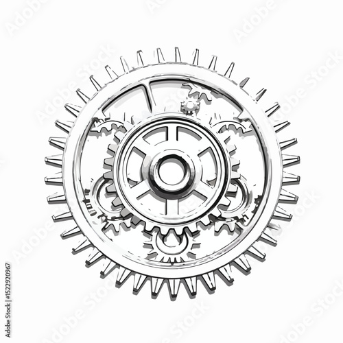 Detailed Gear Icon Vector Illustration for Technical and Industrial Concepts