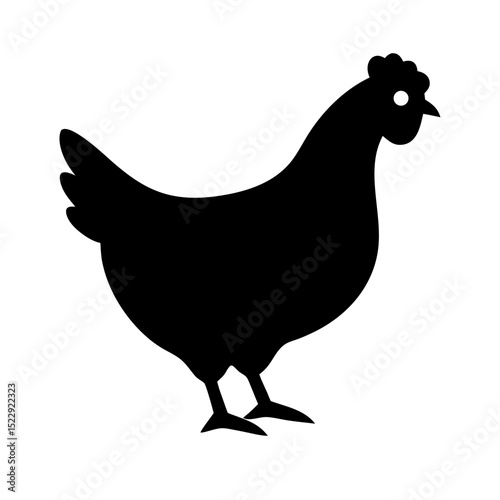 Chicken side view vector icon poultry farming flat illustration
