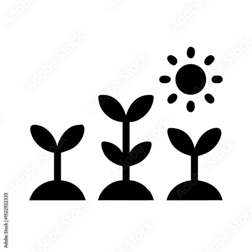 Growing saplings vector icon agriculture and plant care flat illustration