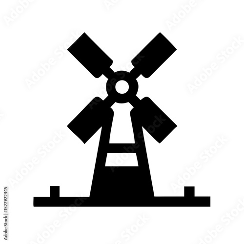 Traditional farm windmill vector icon