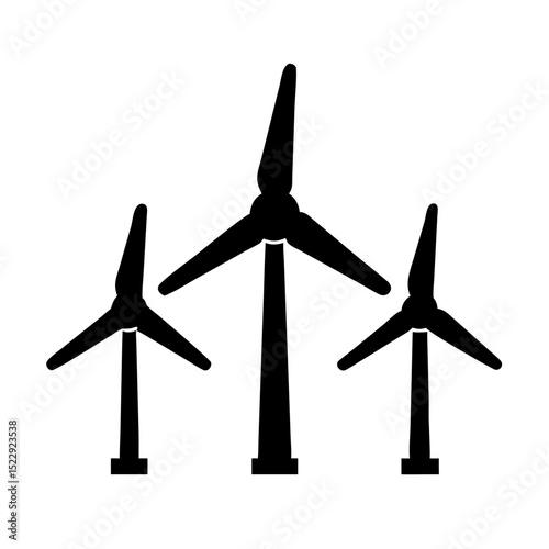 Minimalist windmill energy icon representing wind power generation infrastructure supporting eco-friendly green electricity and planet