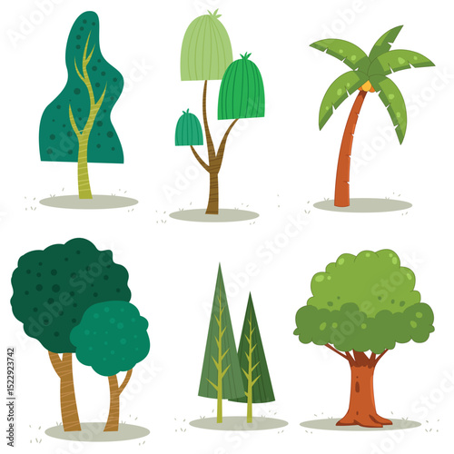 vector of a group of naturally green trees