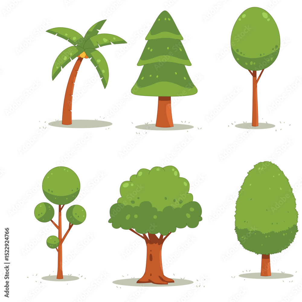 Fototapeta premium illustration set of natural trees