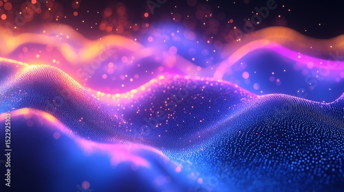 AI Signal Wave Background with Colorful Particles