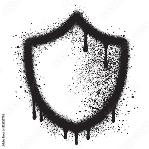 Security shield graffiti with black spray paint.vector illustration.