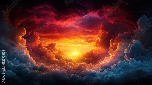 Dramatic cloudscape with fiery sunset view