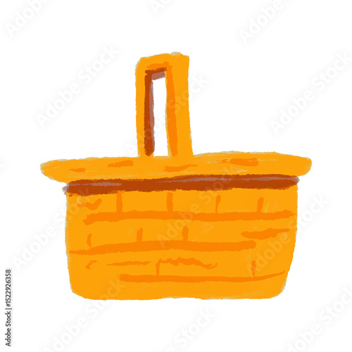 Hand-drawn picnic basket in yellow with painterly texture