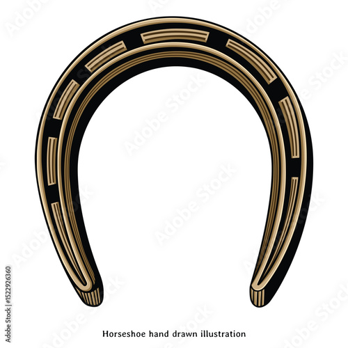 Golden Horseshoe Symbol – Modern Minimalist Lucky Charm Vector Illustration