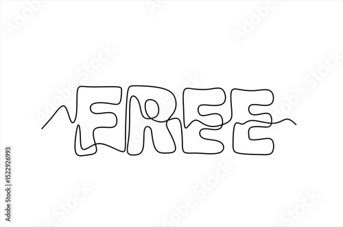 One line continuous drawing "FREE" word. Hand drawn one line vector. Editable stroke	