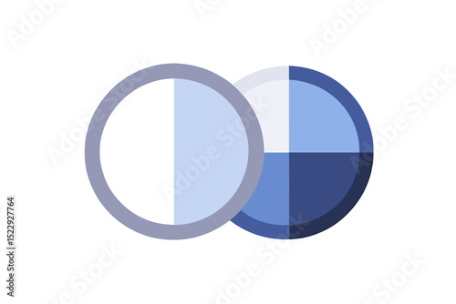 Abstract Circular Design-Overlapping Shapes-Modern Art Illustration-Geometric Pattern in Blue and White-Minimalist Graphic Design-Visual Harmony