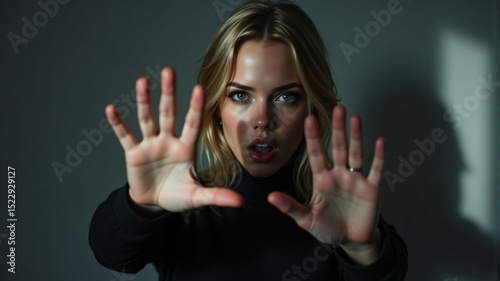 Expressive Woman with Hands photo
