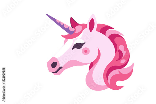 Cute Pink Unicorn Illustration- Magical Creature with Purple Horn- Fantasy Art for Kids and Adults- Perfect for Unicorn Lovers