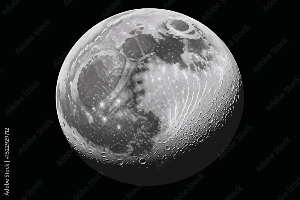 Detailed Full Moon Image-Lunar Surface with Craters and Mare-High Resolution Photography of Earth's Moon-Astronomy and Space Exploration-Moon Phases Visible