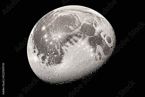 Detailed Lunar Landscape- High Resolution Image of the Moon with Visible Craters and Surface Details- Explore Earths Celestial Neighbor in Stunning Clarity