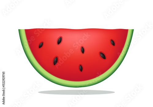 Watermelon slice. Vector 3d illustration isolated on white background.