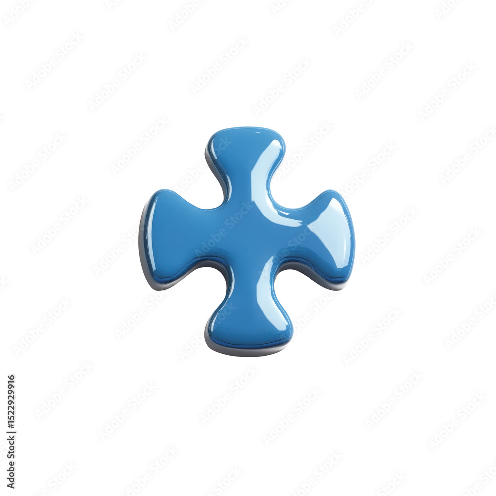 Obraz premium Blue jigsaw puzzle piece in clean isolated layout for problem-solving concepts