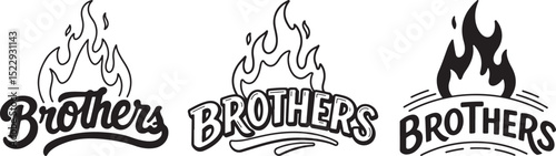 Brothers Flame Logo Designs - Silhouette, Clipart, Vector Graphics